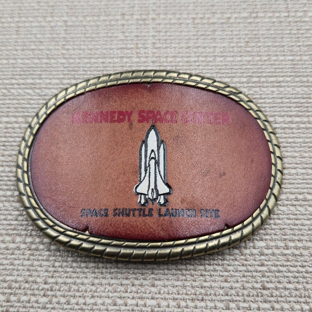 Leather Face Kennedy Space Center Vintage Belt Buckle B889